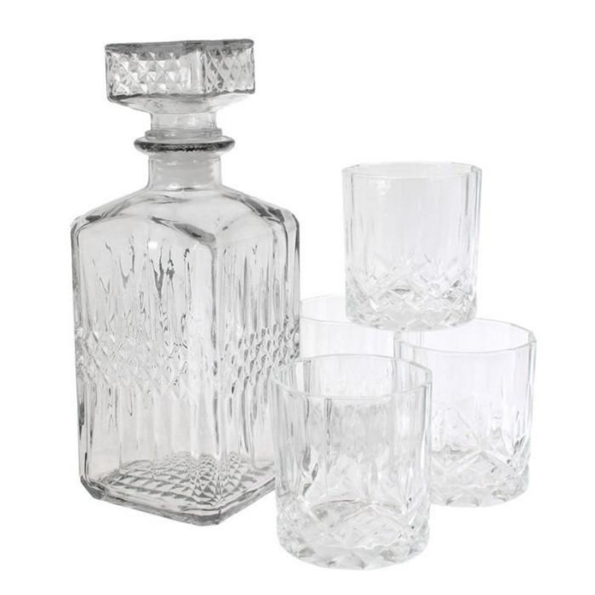Paris Prix Coffret Bouteille & Verres  Whisky  24cm Transparent