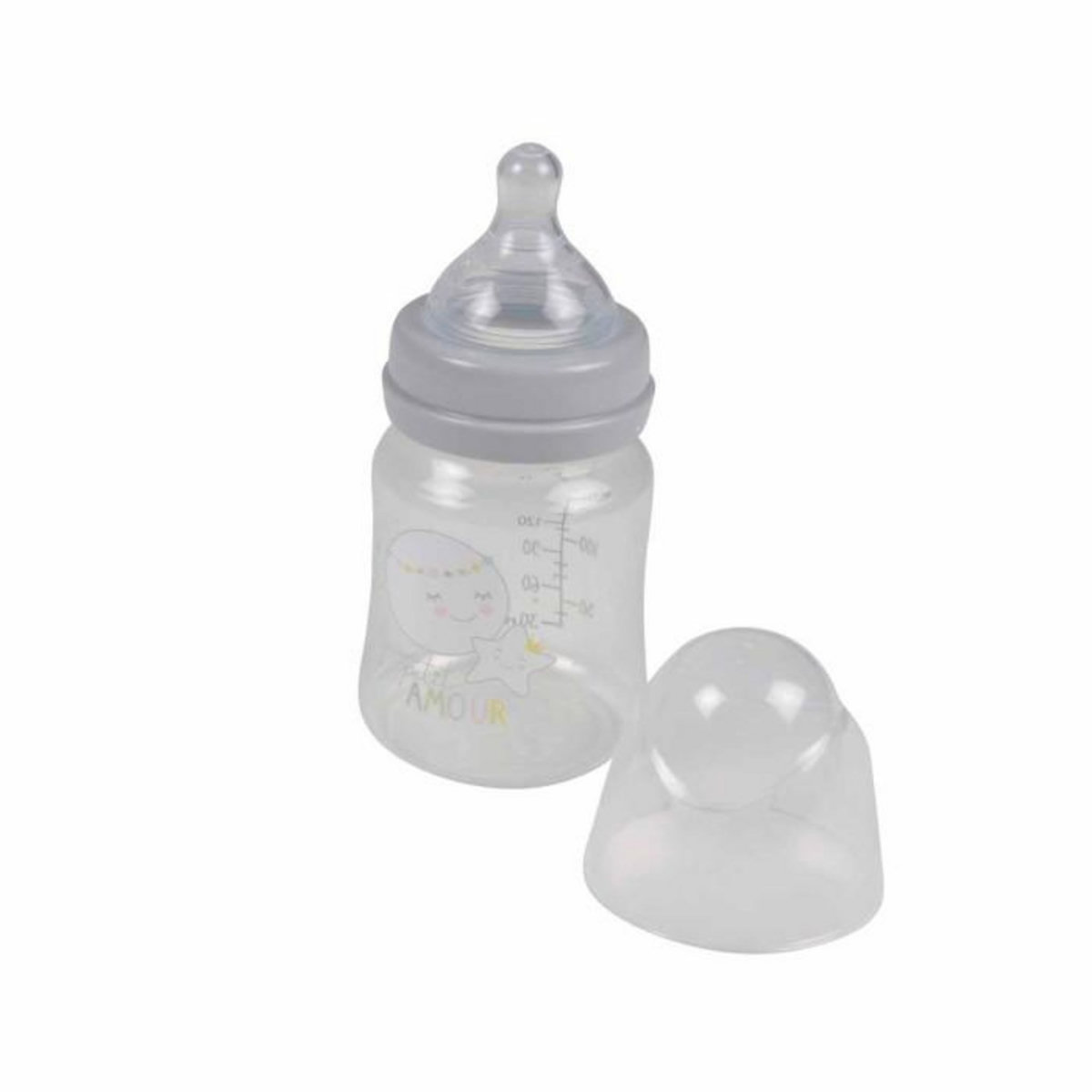 Paris Prix Biberon Col Large  Lune  150ml Gris