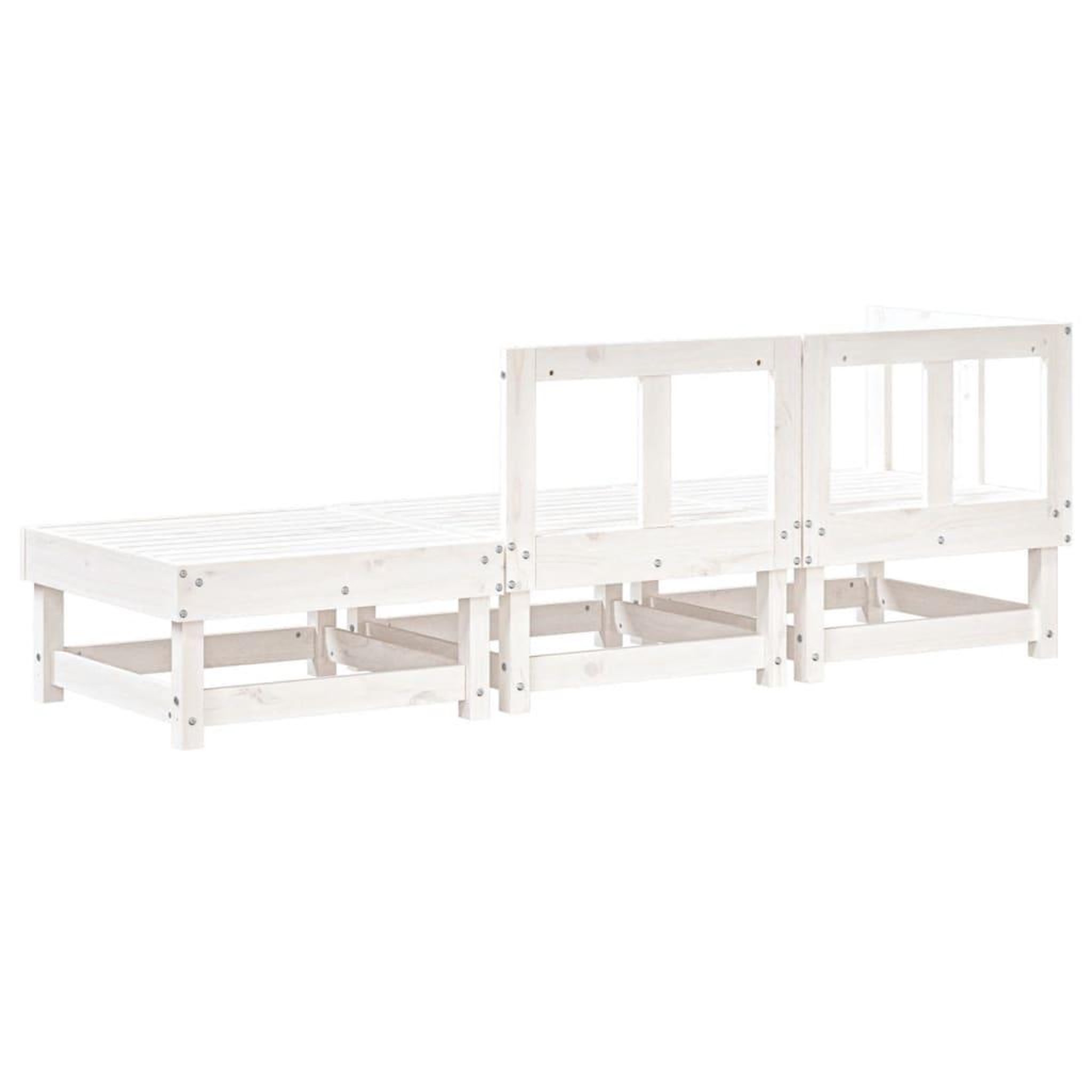 Voir la diapositive 3 : VIDAXL Salon de jardin 3 pcs blanc bois massif de pin