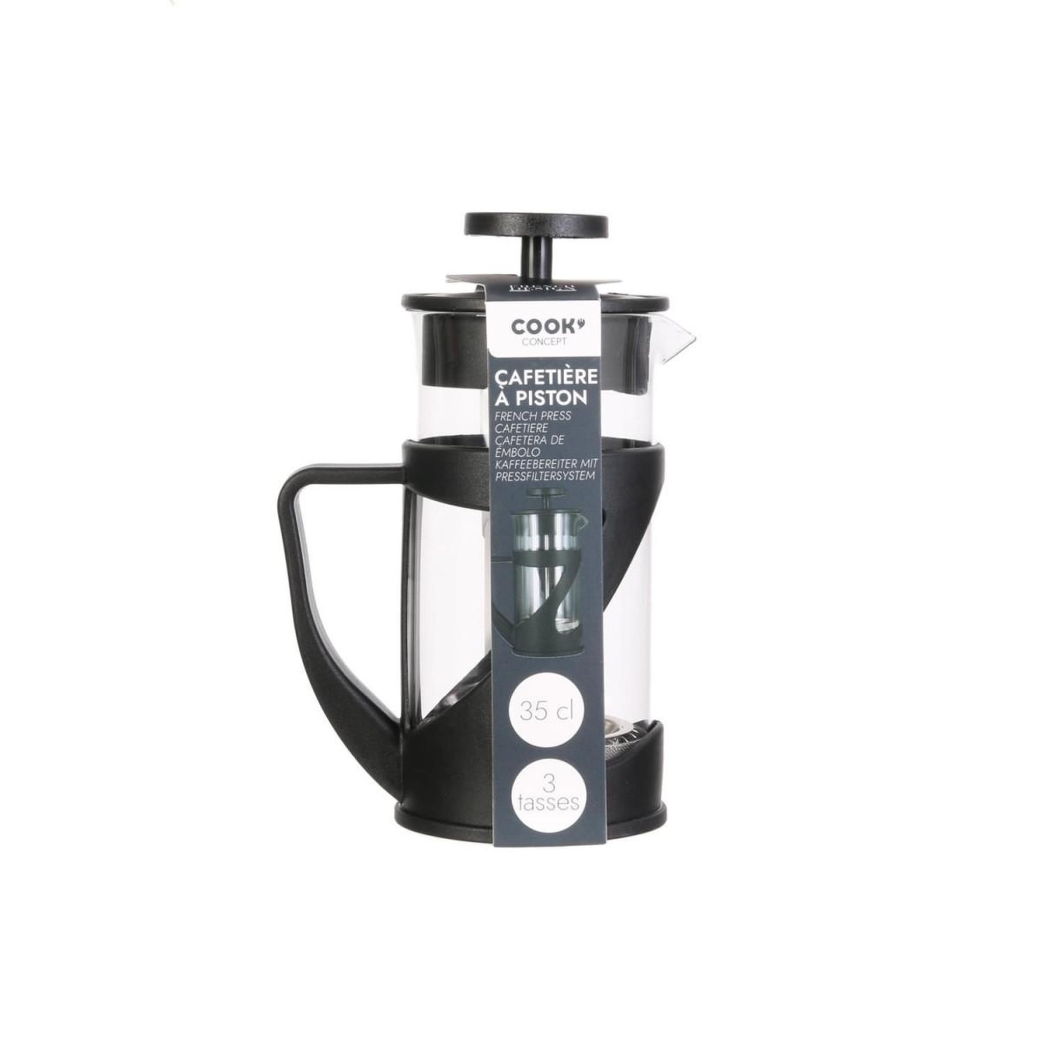 Voir la diapositive 3 : COOK CONCEPT Cafetière à piston en verre  fridan  35cl noir