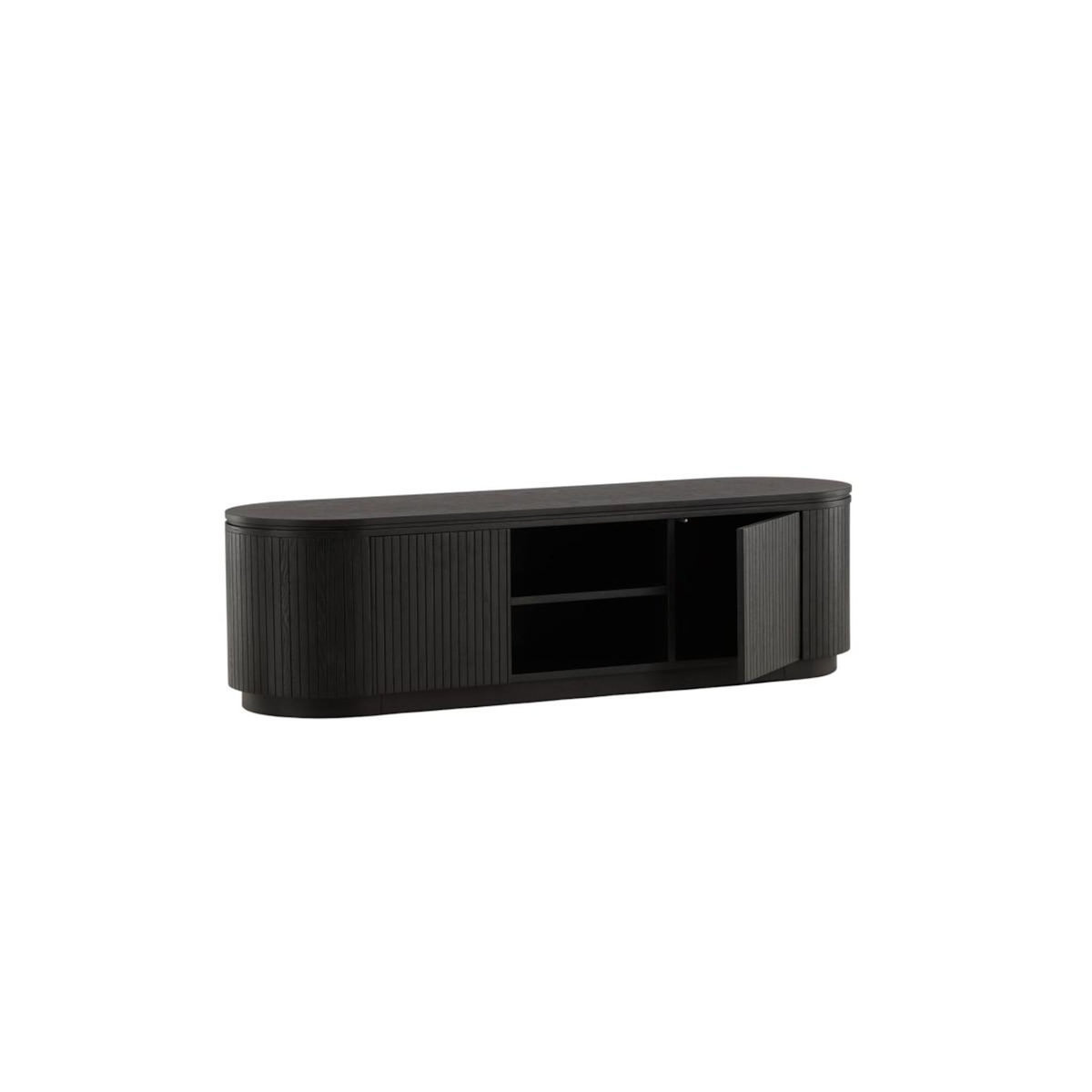 Paris Prix Meuble TV Design Nervuré  Fjallbacka  160cm Noir