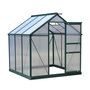 Voir la diapositive 2 : OUTSUNNY Serre de jardin aluminium polycarbonate 3,65 m² dim. 1,9L x 1,92l x 2,01H m lucarne, porte coulissante + fondation incluse alu. vert polycarbonate transparent