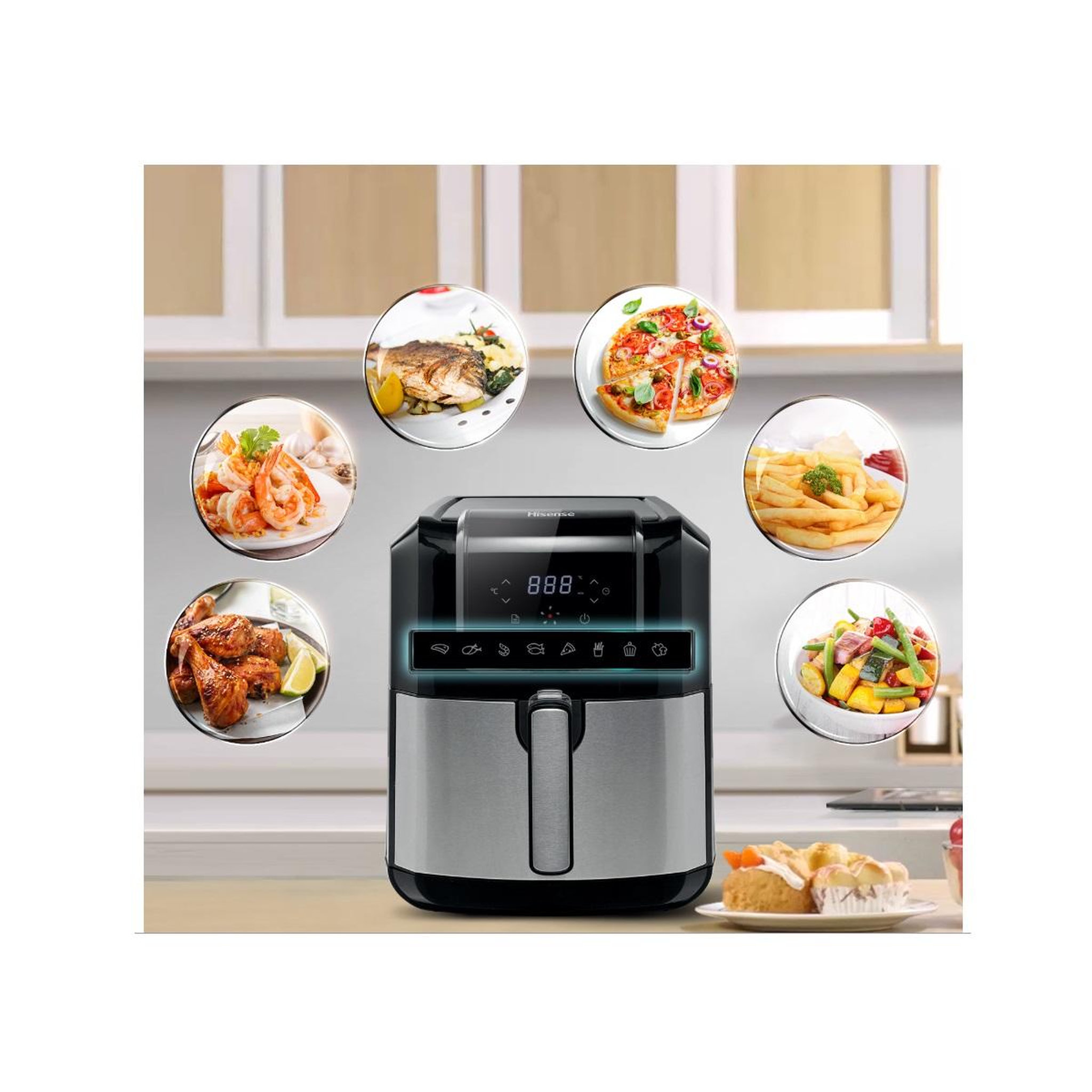 Voir la diapositive 3 : Hisense Friteuse sans huile 6.3l 1700w noir/gris - h06afbs1s3