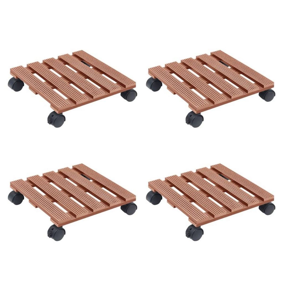 VIDAXL Chariots a plantes 4 pcs Marron 30x30x7,5 cm WPC