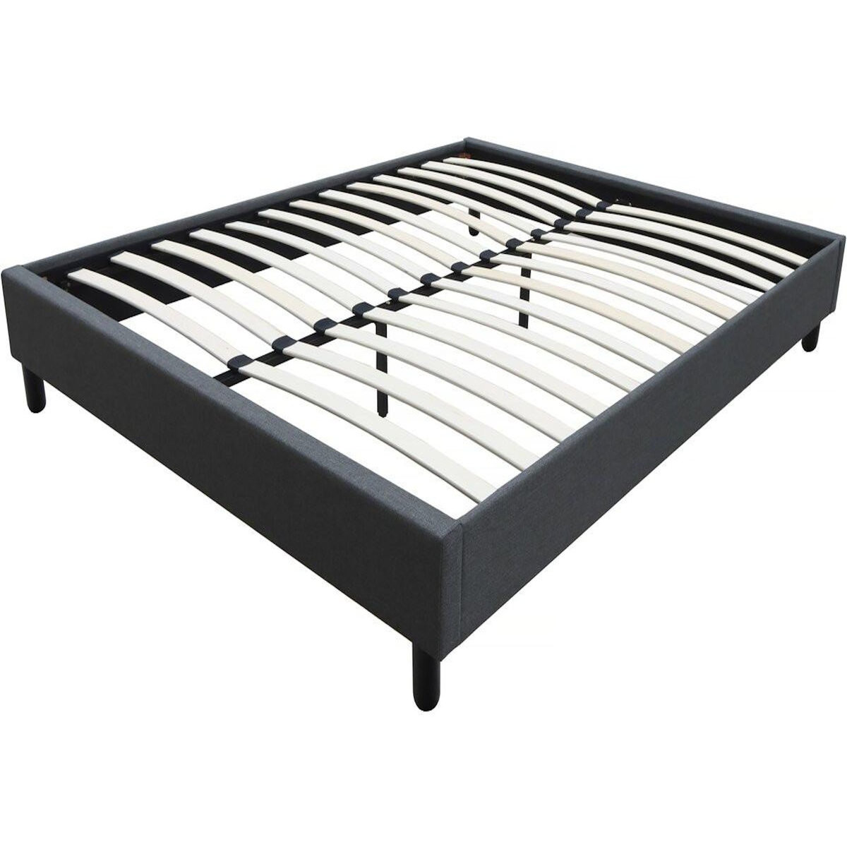 Habitat et Jardin Sommier  Andy  en tissu - 140 x 190cm - Gris anthracite