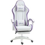 VINSETTO Chaise de bureau gaming - inclinable, pivotant, réglable - coussins lombaires têtière inclus - mauve blanc