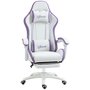 Voir la diapositive 1 : VINSETTO Chaise de bureau gaming - inclinable, pivotant, réglable - coussins lombaires têtière inclus - mauve blanc