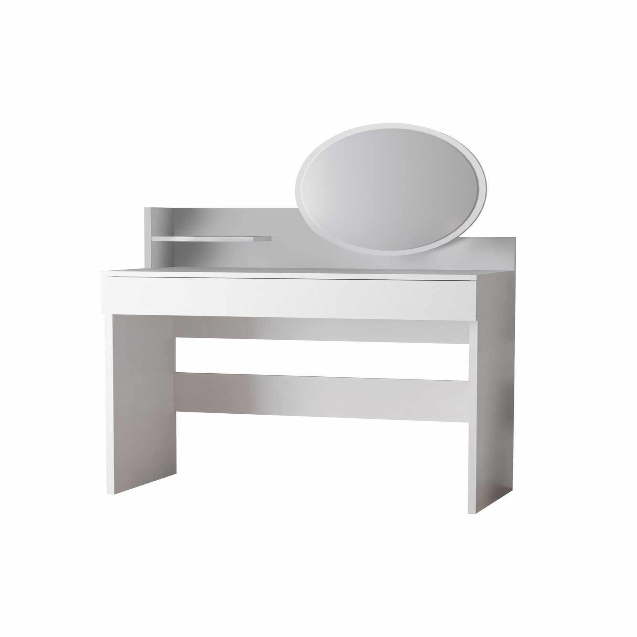 Habitat et Jardin Coiffeuse avec miroir en bois  harmony mini round  - 90 x 40 x 133 cm - blanc