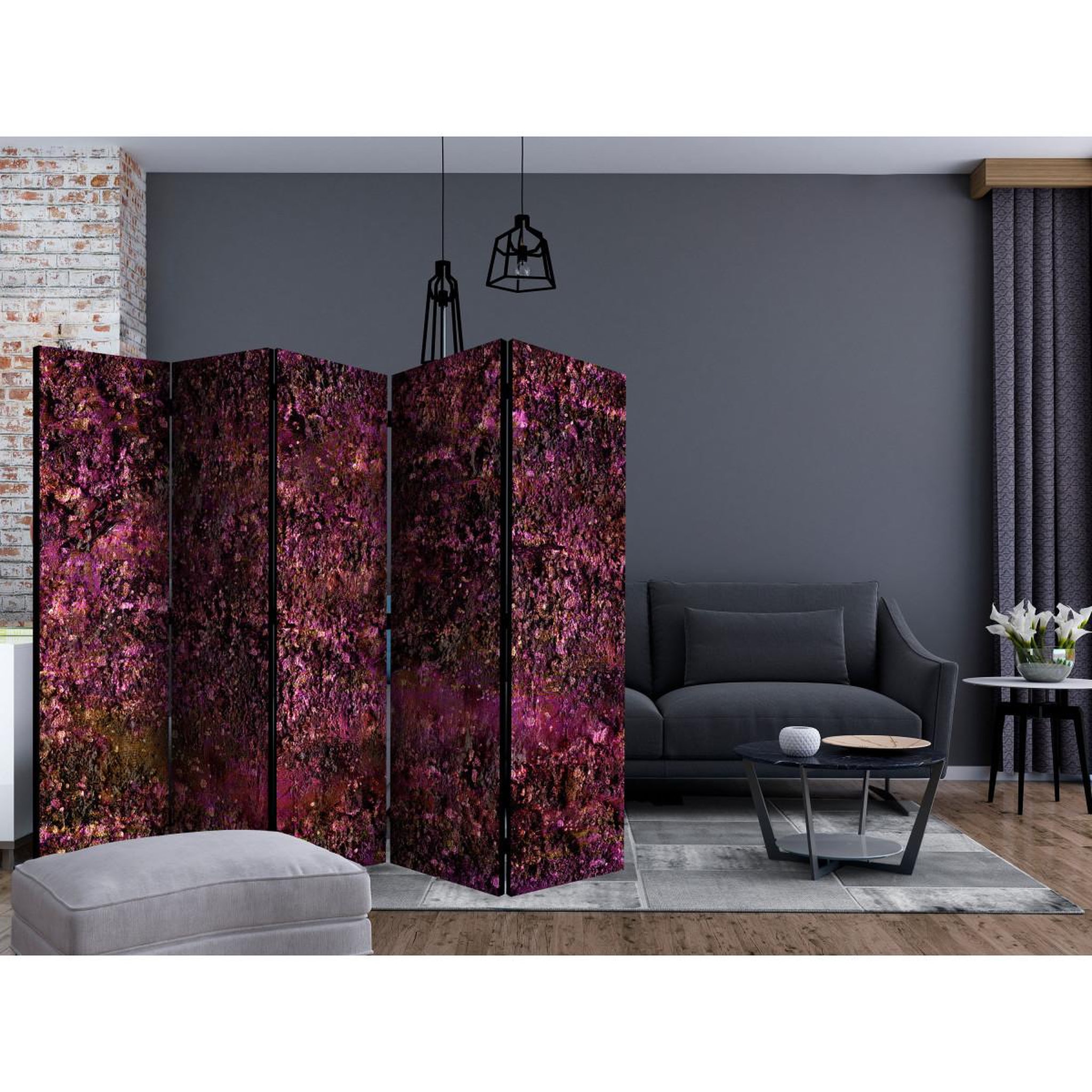 Voir la diapositive 2 : Paris Prix Paravent 5 volets  pink treasure  172x225cm