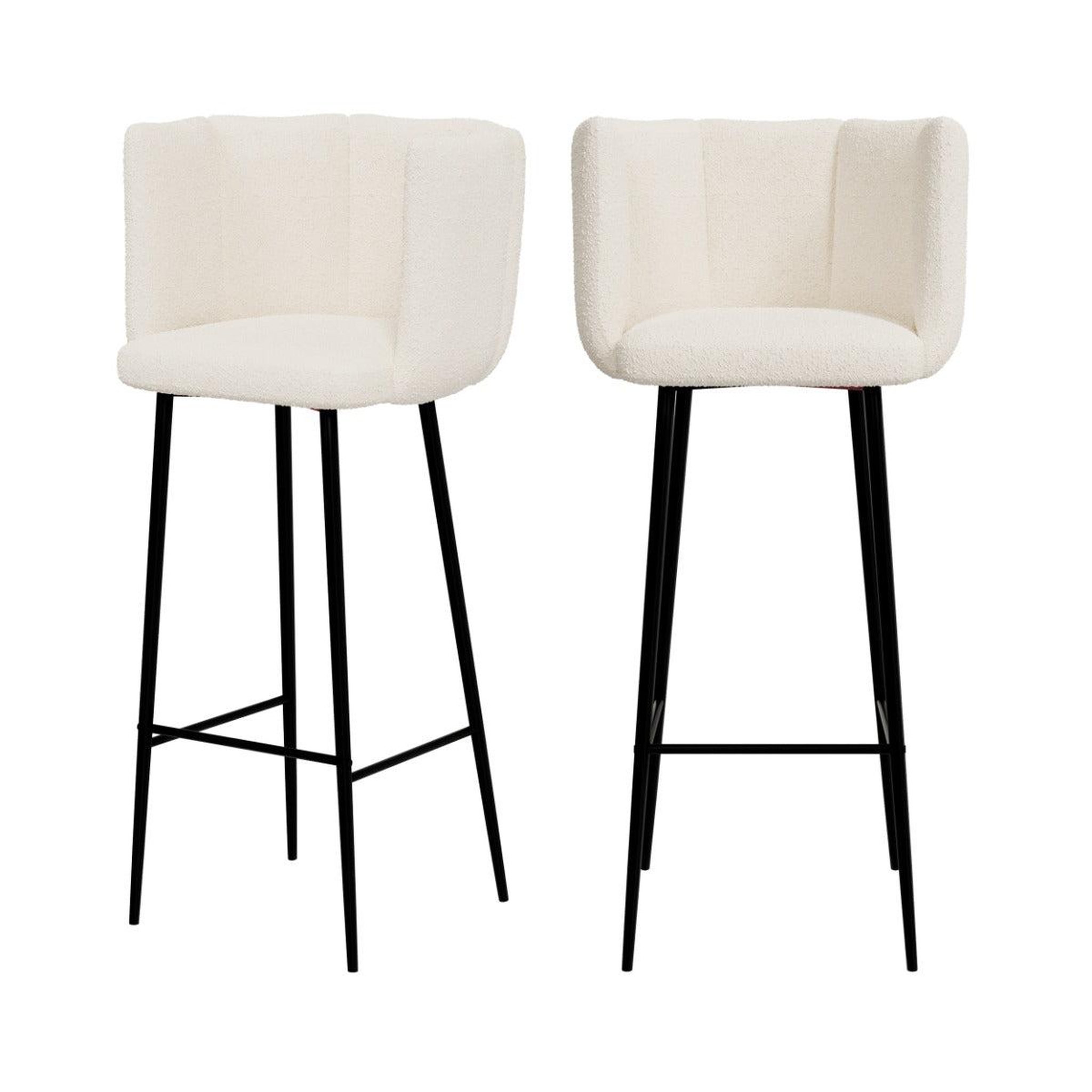 Voir la diapositive 1 : MAISON PAVANE Lot de 2 chaises de bar en tissu bouclé beige 75 cm-rosy