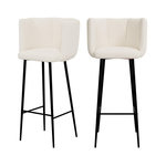 MAISON PAVANE Lot de 2 chaises de bar en tissu bouclé beige 75 cm-Rosy