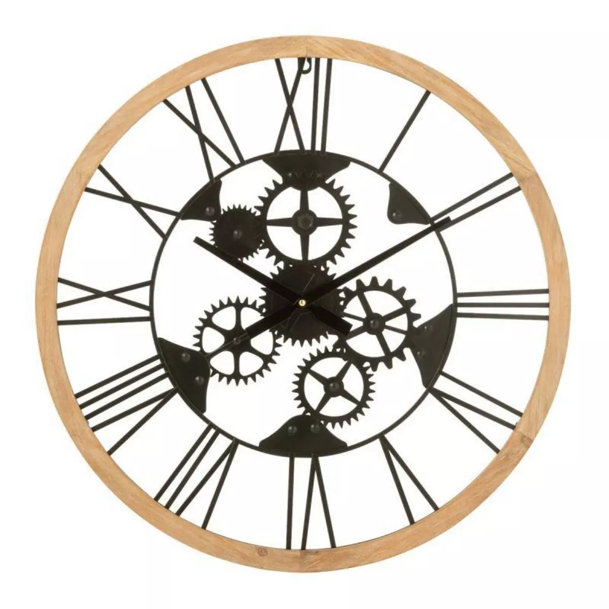 Paris Prix Horloge Murale en Métal  Roues  60cm Noir & Naturel