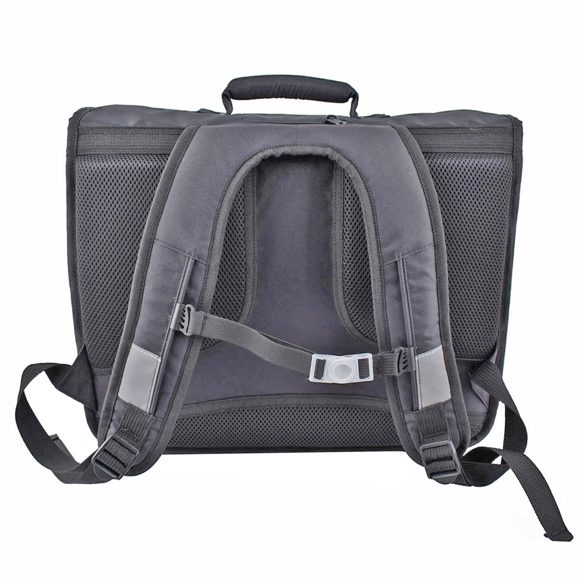 AUCHAN Cartable 41 cm CM1/CM2 noir avec pochette jaune