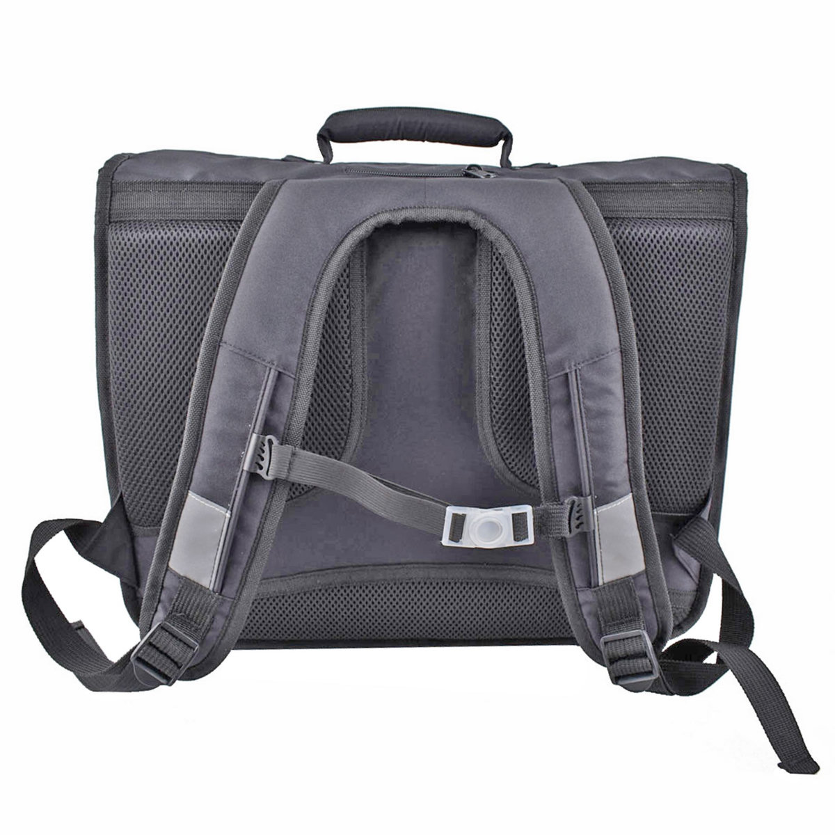 AUCHAN Cartable 41 cm CM1/CM2 noir avec pochette jaune