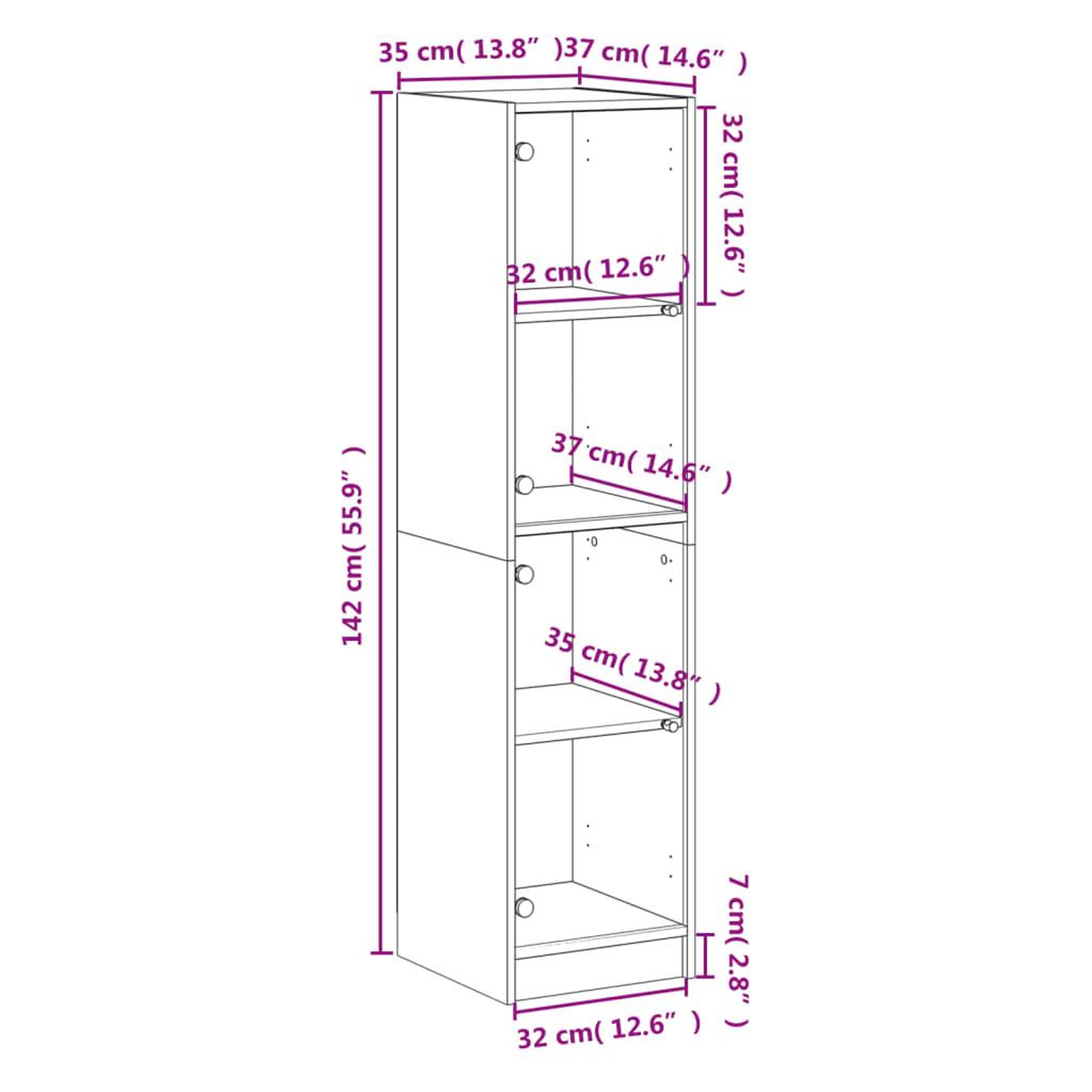Voir la diapositive 6 : VIDAXL Buffet avec portes en verre blanc 35x37x142 cm
