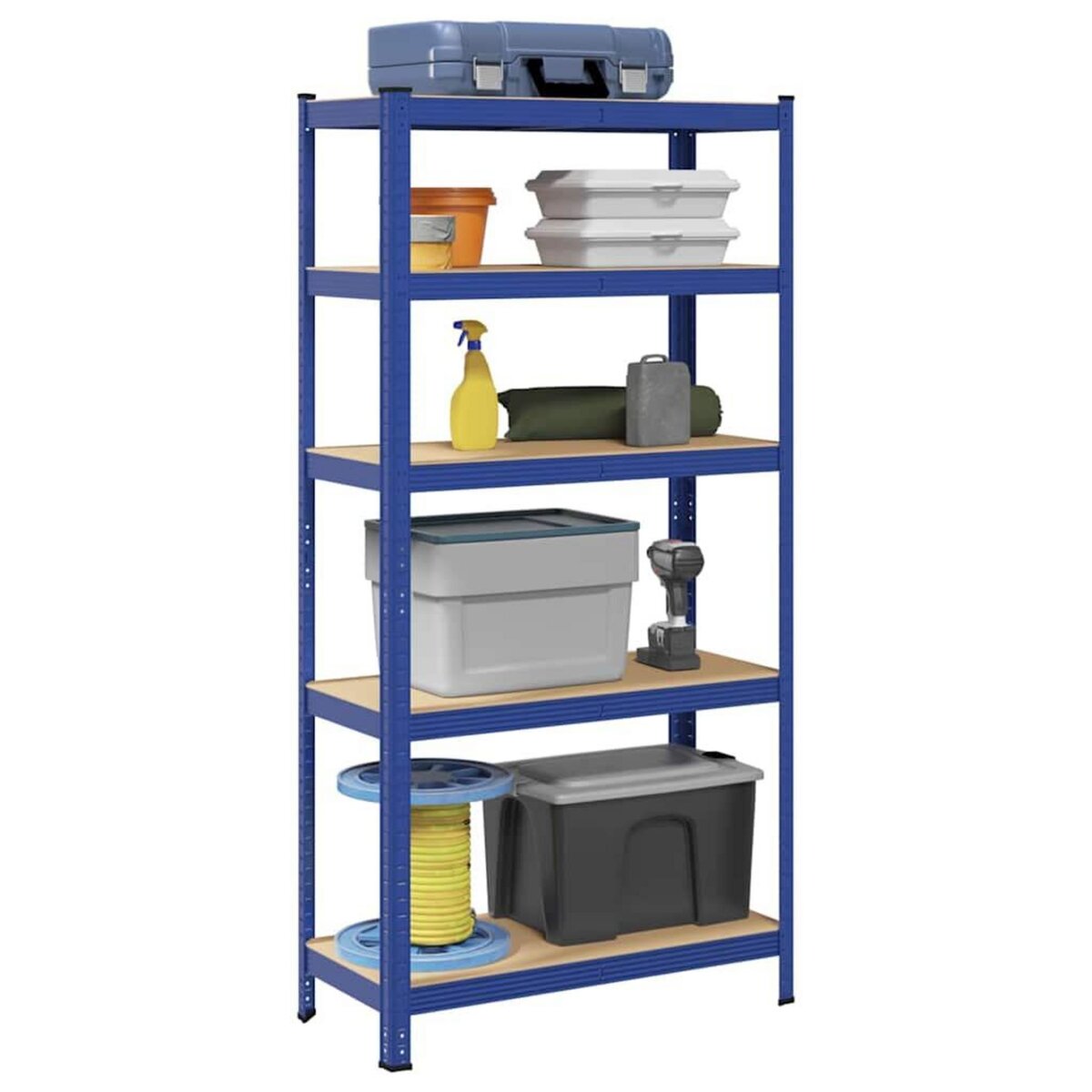 VIDAXL Etagere de rangement a 5 niveaux Bleu Acier et bois ingenierie