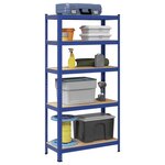 VIDAXL Etagere de rangement a 5 niveaux Bleu Acier et bois ingenierie