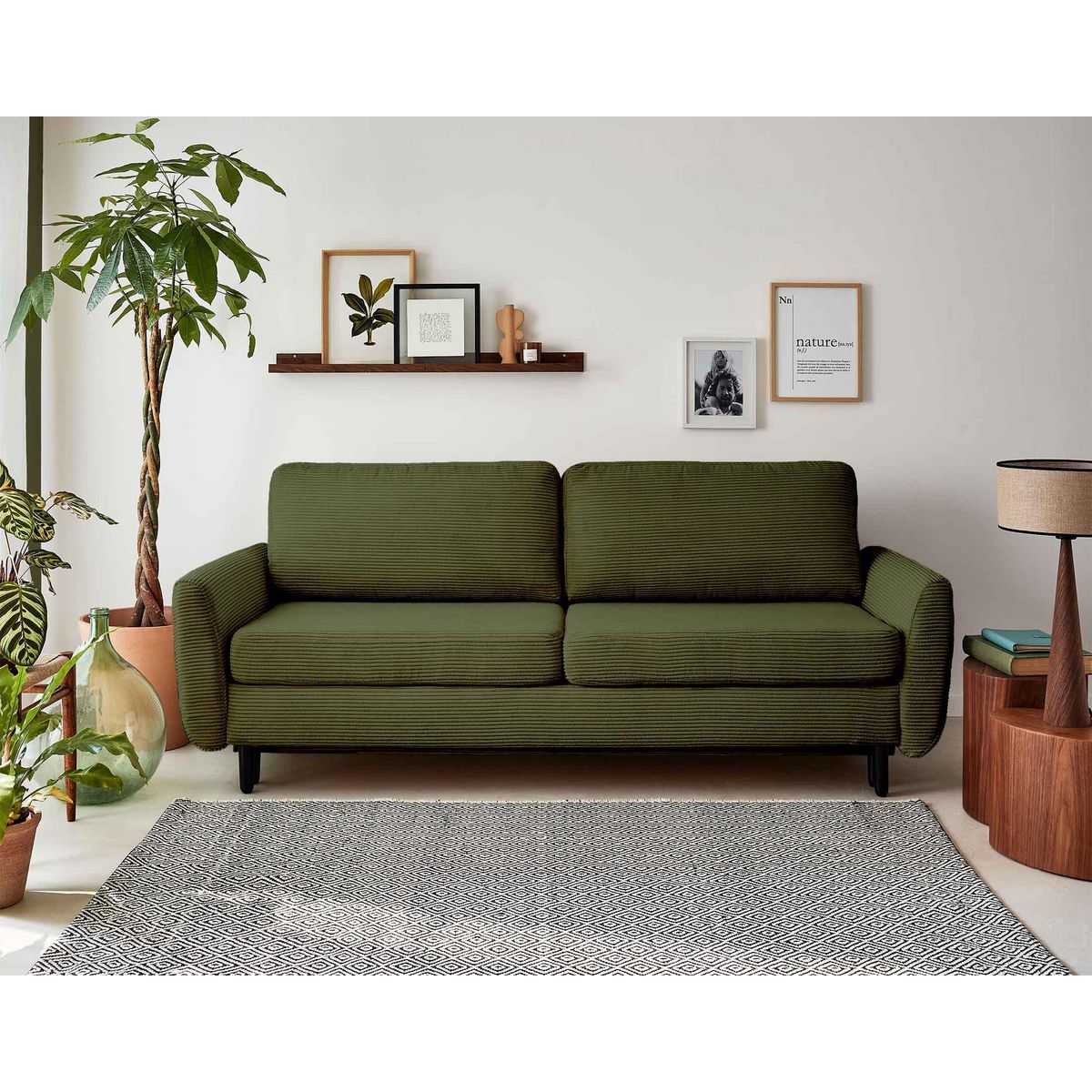 LISA DESIGN Dan - canapé 3 places - convertible avec coffre - en velours côtelé