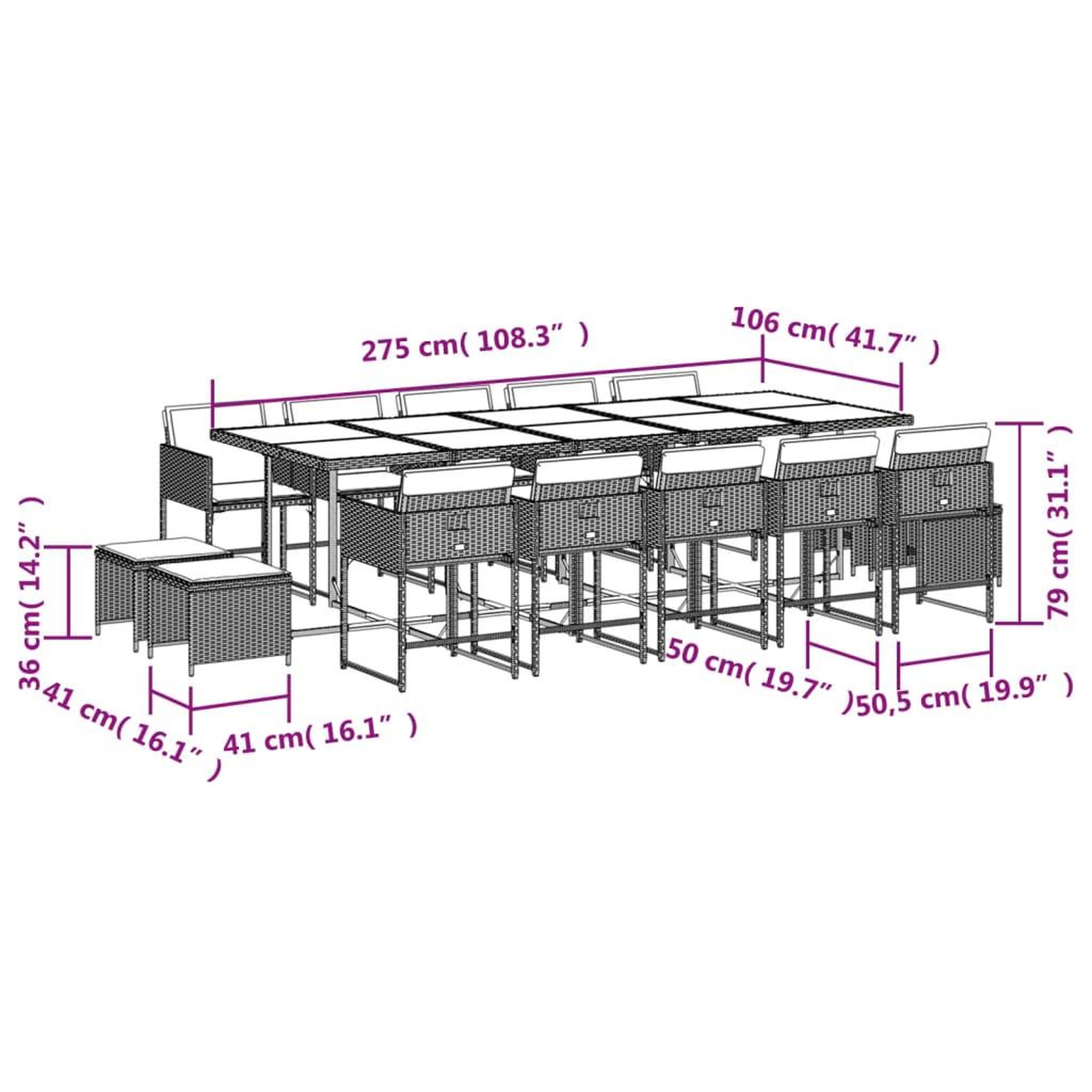 Voir la diapositive 6 : VIDAXL Ensemble a manger de jardin et coussins 15 pcs melange beige