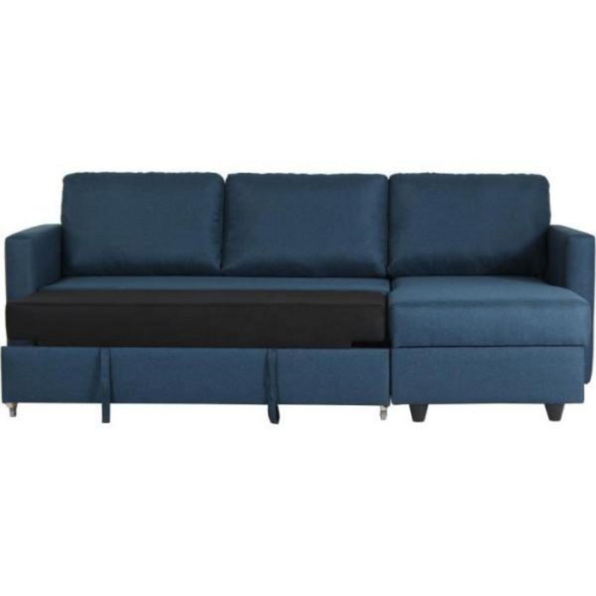 MARKET24 Canapé d'angle convertible réversible 3 places CATS - Tissu bleu - L 222 x P 150 x H 86 cm