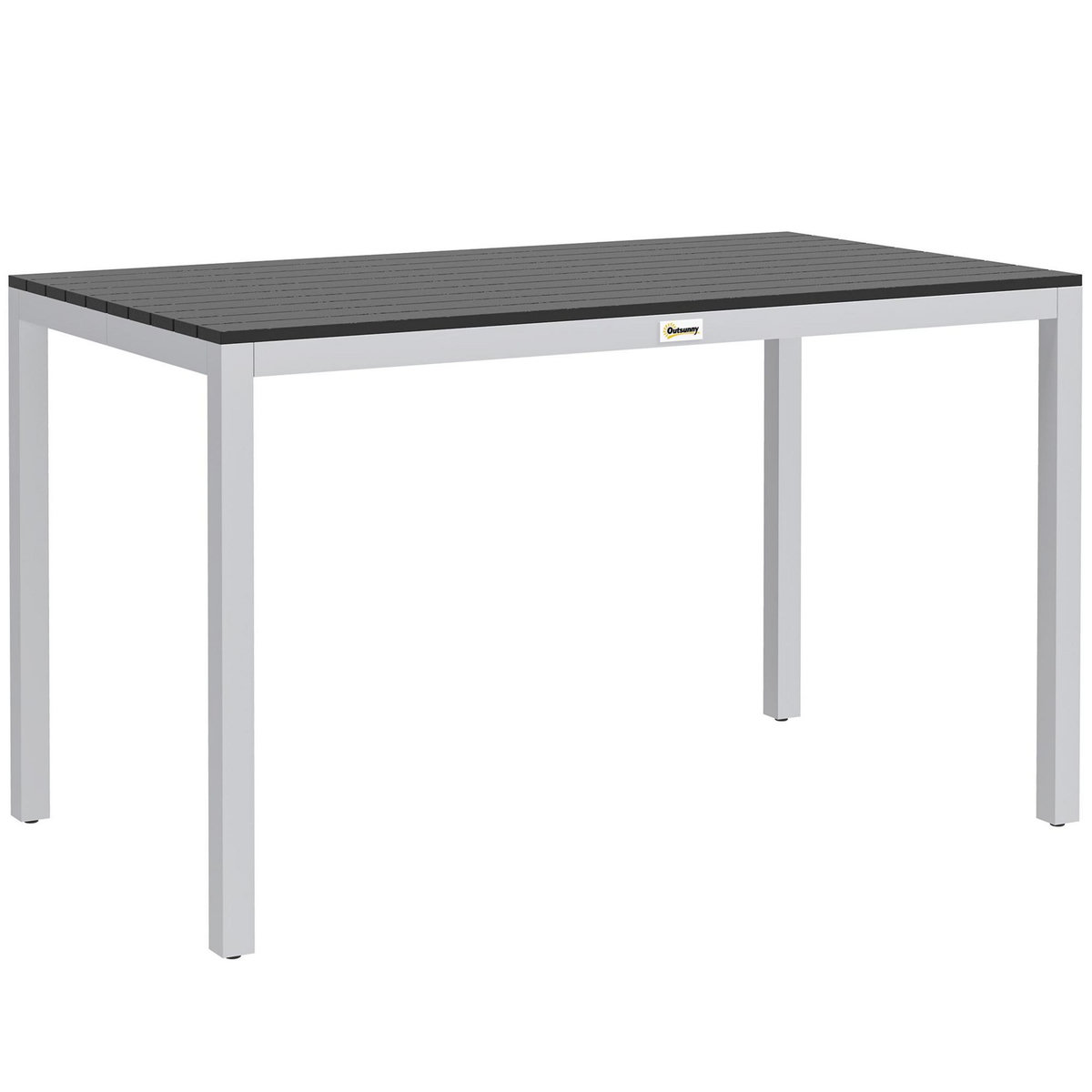 OUTSUNNY Table de jardin rectangulaire 4-6 personnes dim.120 x 70 x 72 cm aluminium plateau à lattes effet bois noir