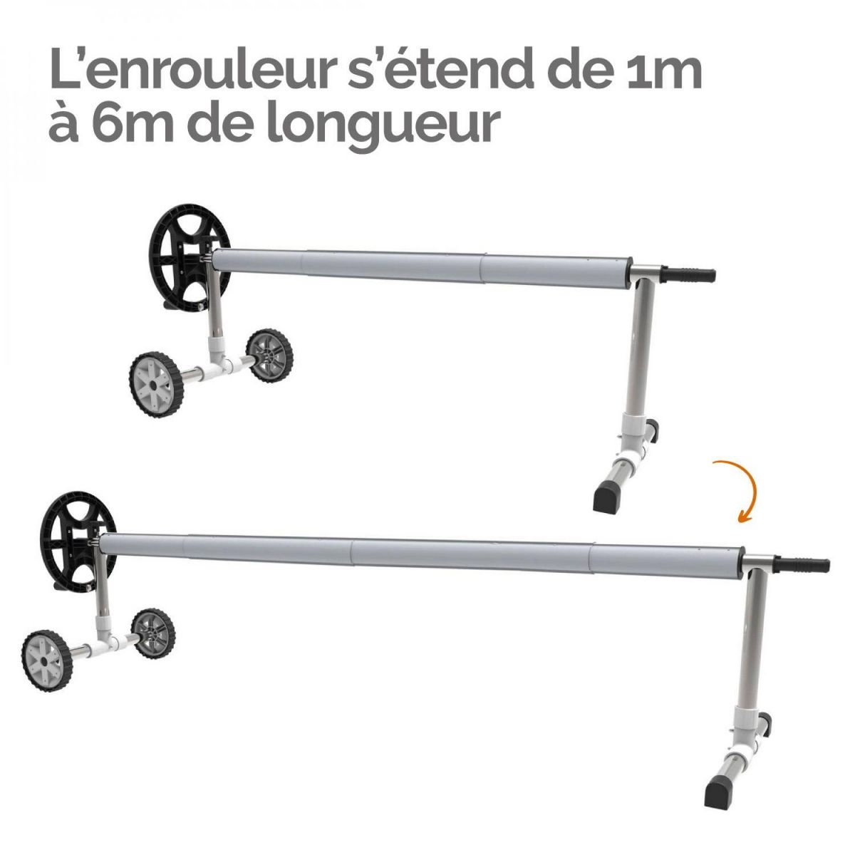 LINXOR Enrouleur de bâche à bulles pour piscine extensible de 1 m à 6 m + Système d'attache