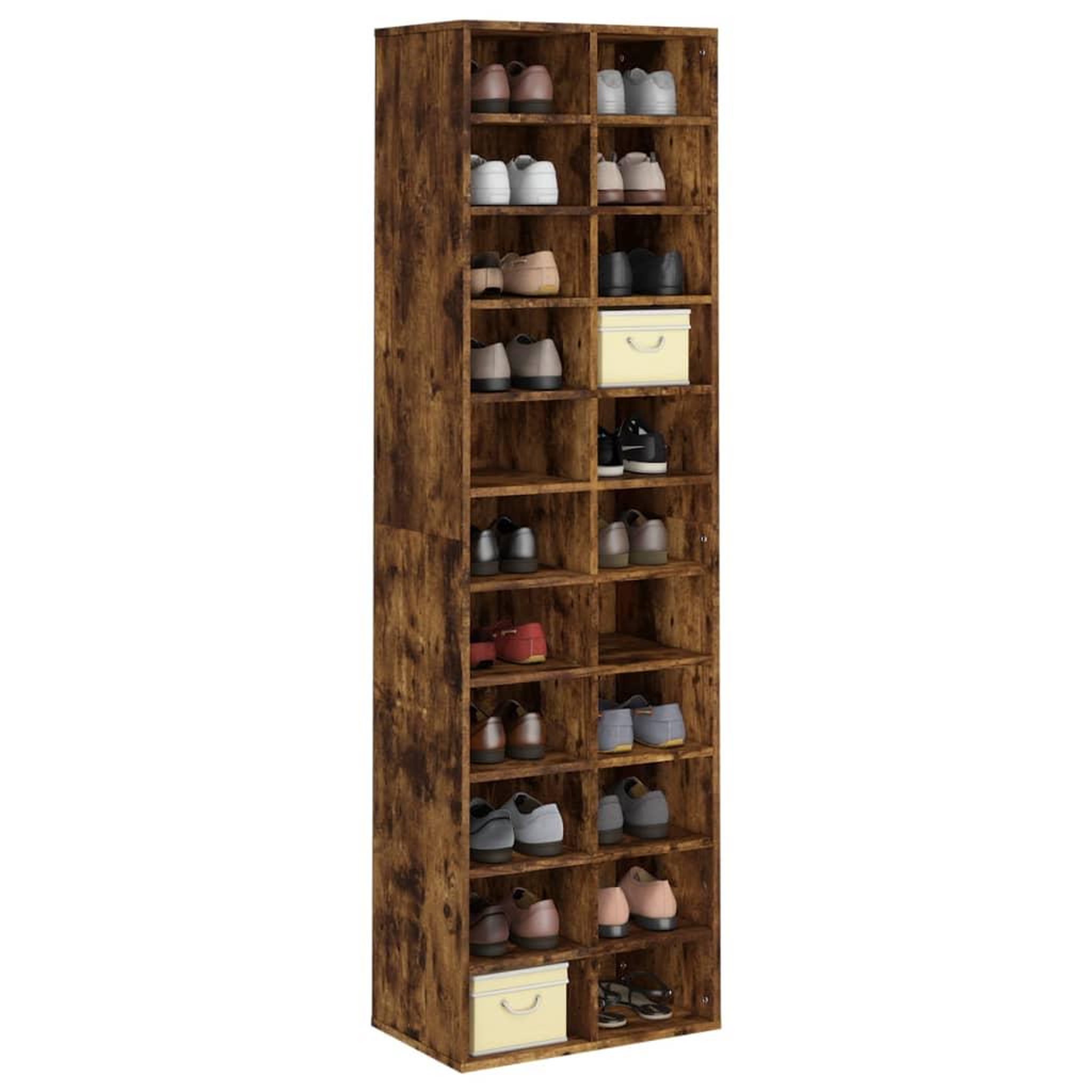 Voir la diapositive 3 : VIDAXL Meuble a chaussures Chene fume 54x34x183 cm Bois d'ingenierie