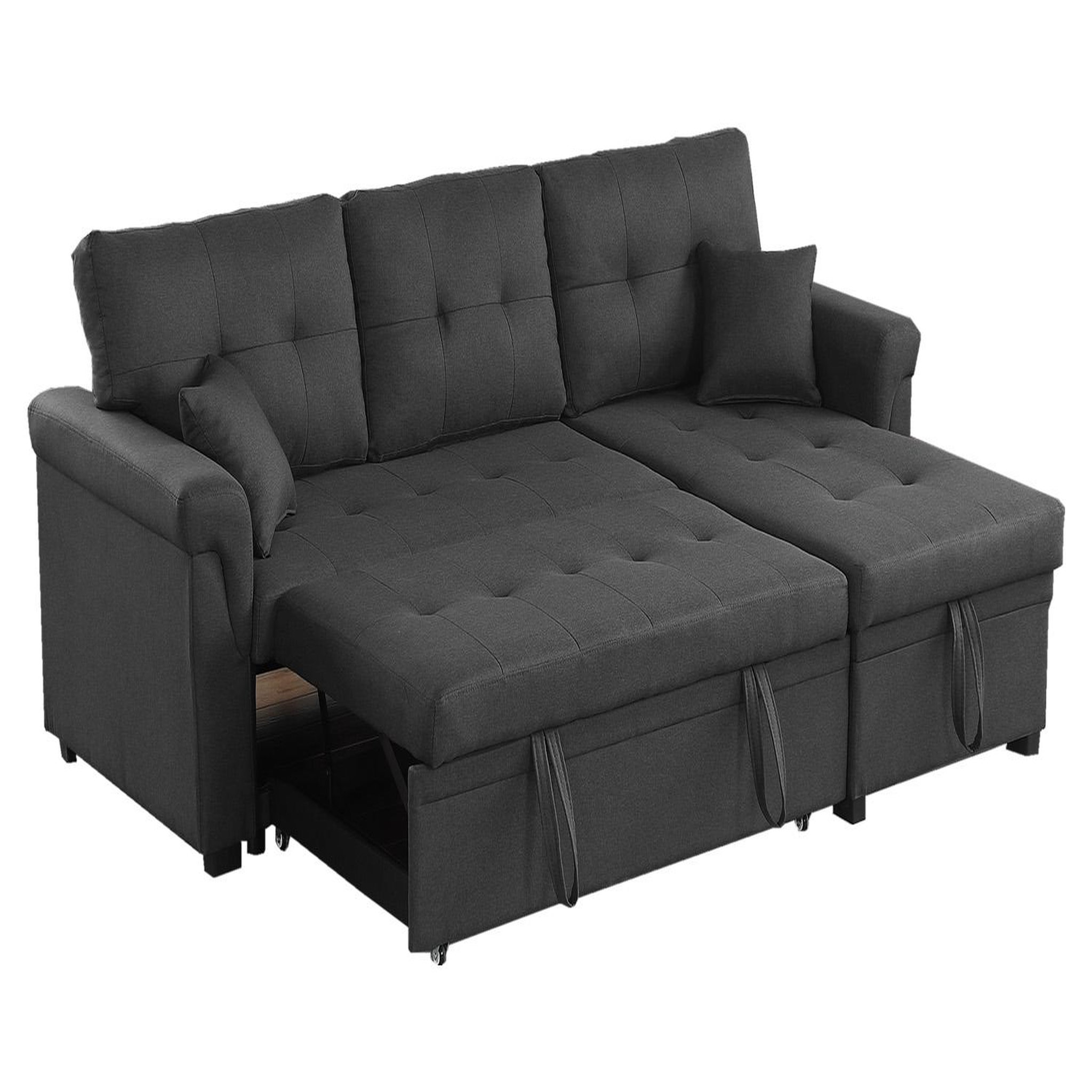 Voir la diapositive 5 : CONCEPT USINE Canapé d'angle droit convertible 4 places en tissu gris foncé toronto