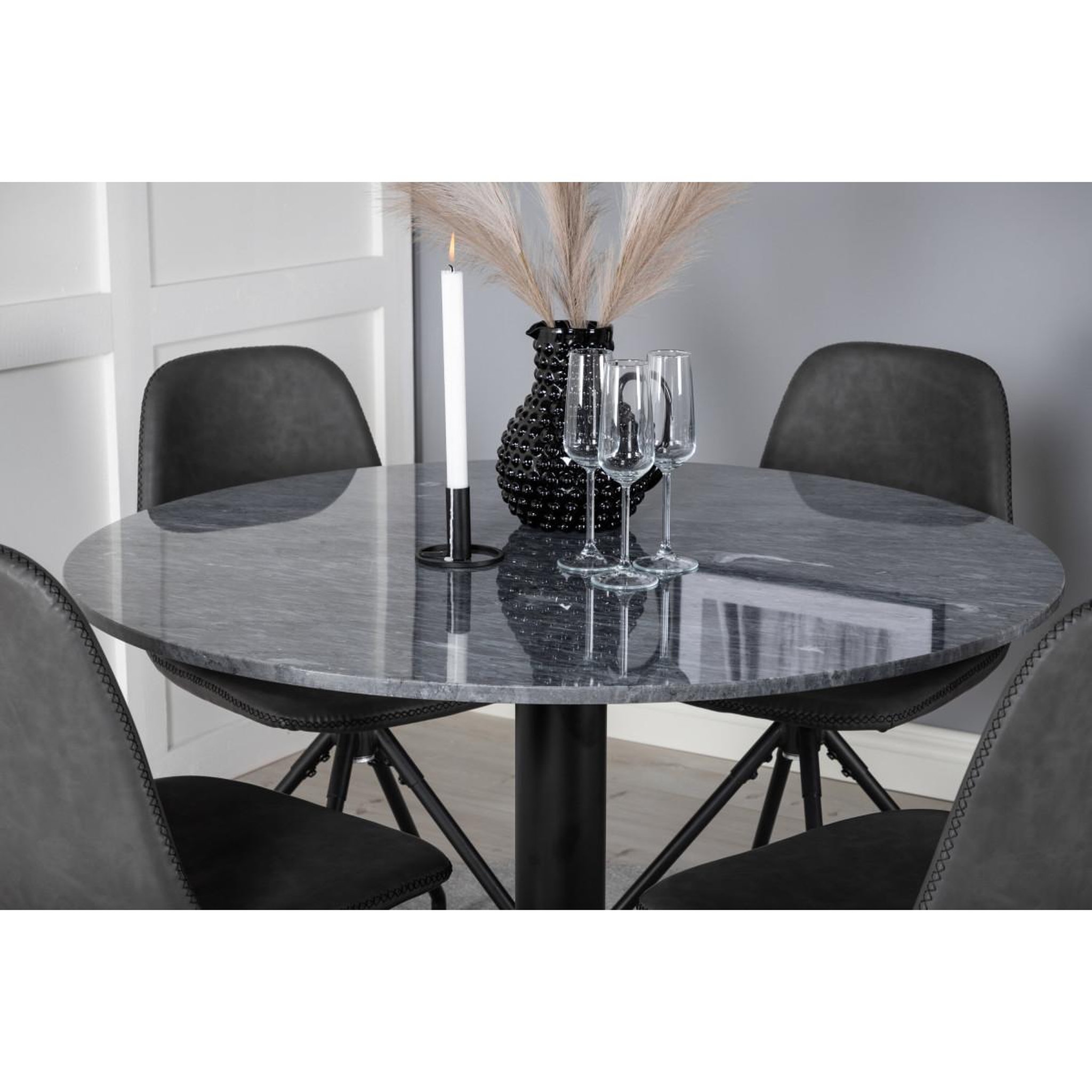 Voir la diapositive 6 : Paris Prix Ensemble Table à Manger & 4 Chaises  Estelle I & Polar I  106cm Gris Foncé & Noir