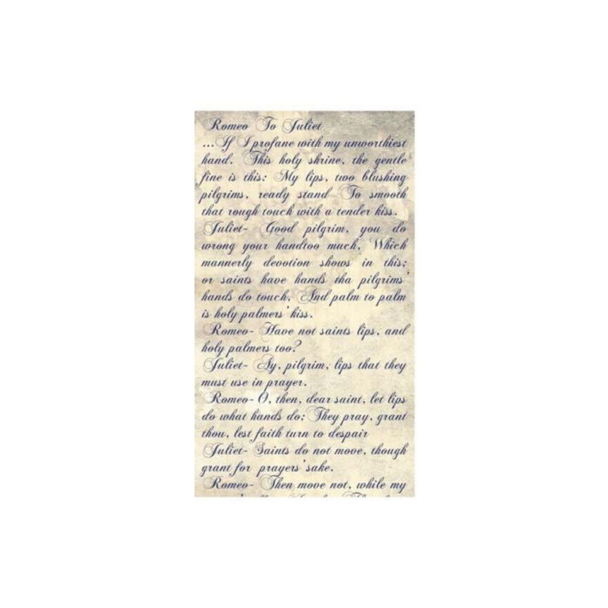 Paris Prix Papier Peint  Verses of Love Romeo & Juliet  50x1000cm