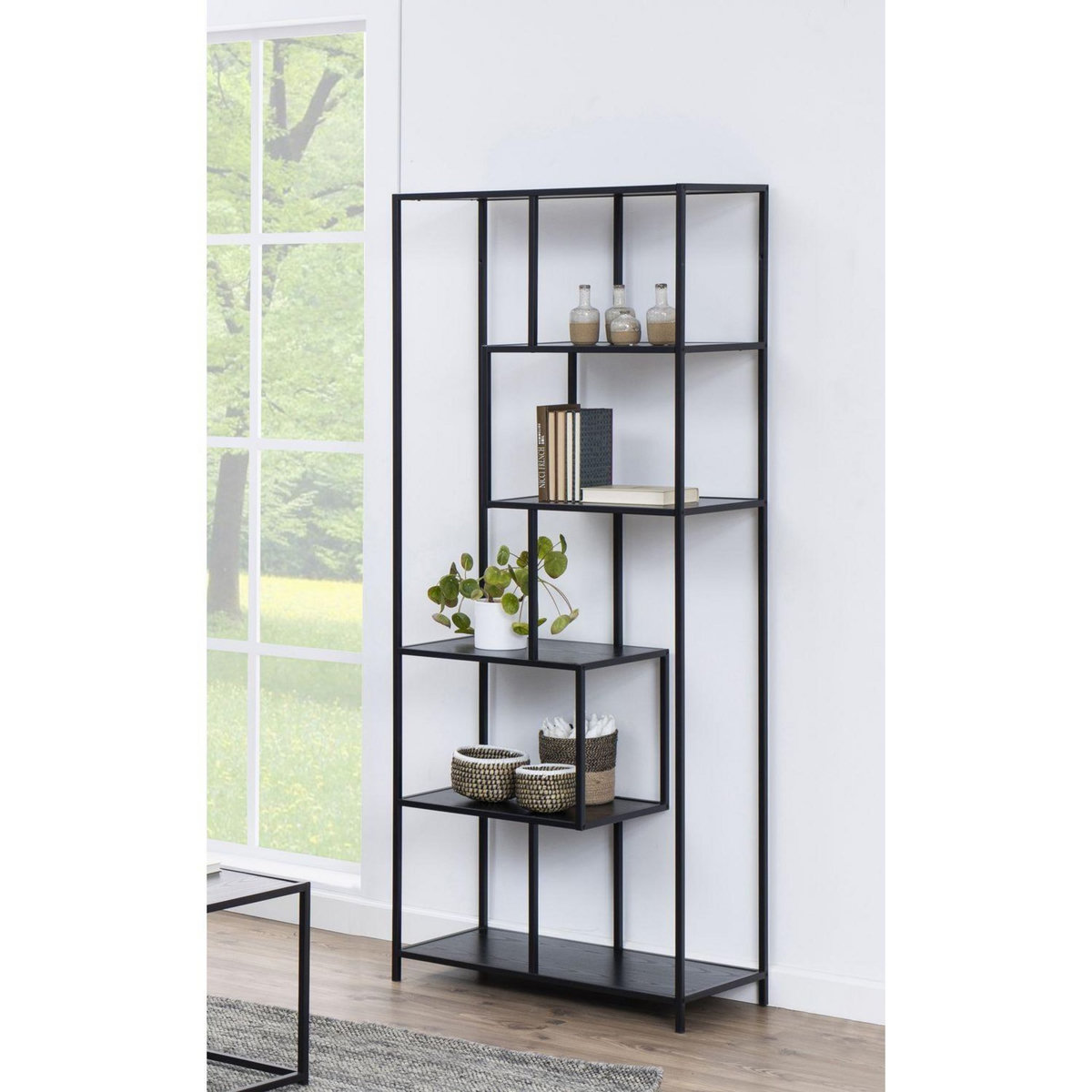 TOILINUX Bibliothèque 5 étagères asymétriques en MDF et métal