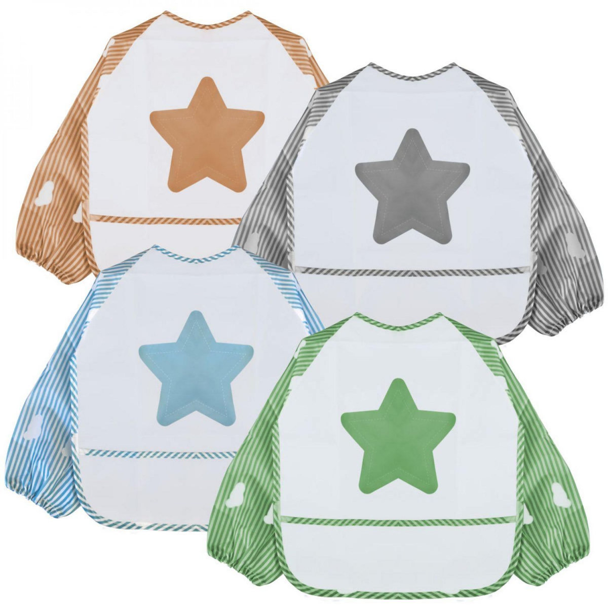 Monsieur Bébé Lot de 8 bavoirs pour bébé imperméables - Manches longues