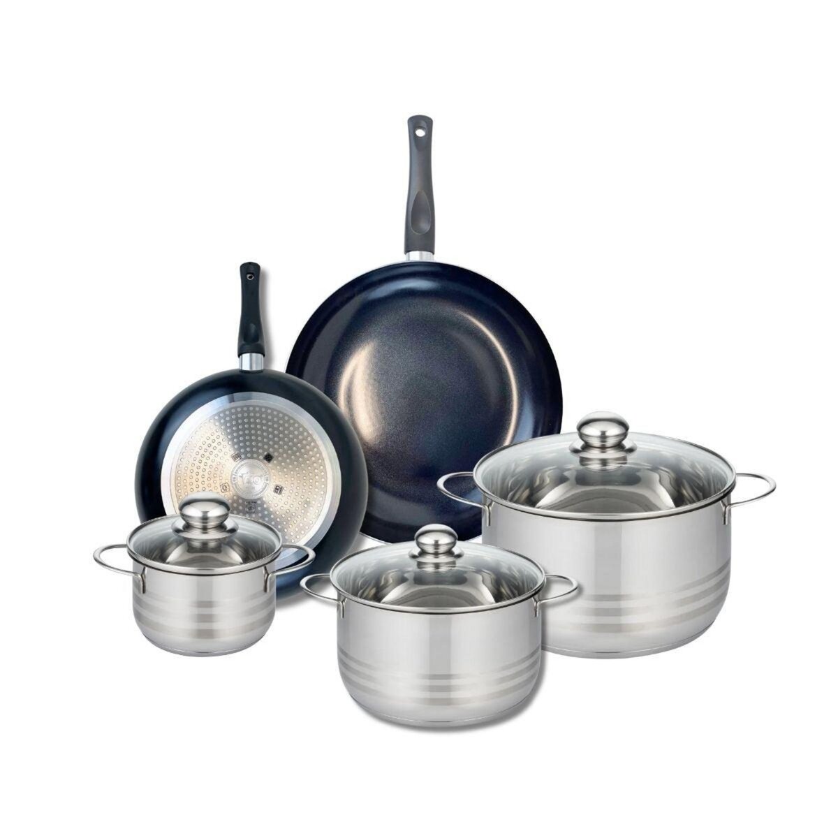 ELO Ensemble de 2 Poêles de cuisson 24 et 28 cm et 3 faitouts 14, 20 et 24 cm Elo Prima Brillant