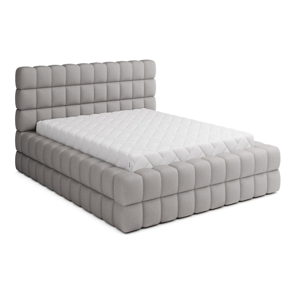 BEST MOBILIER Kingston - lit coffre - 160x200 - sommier inclus - en tissu bouclette
