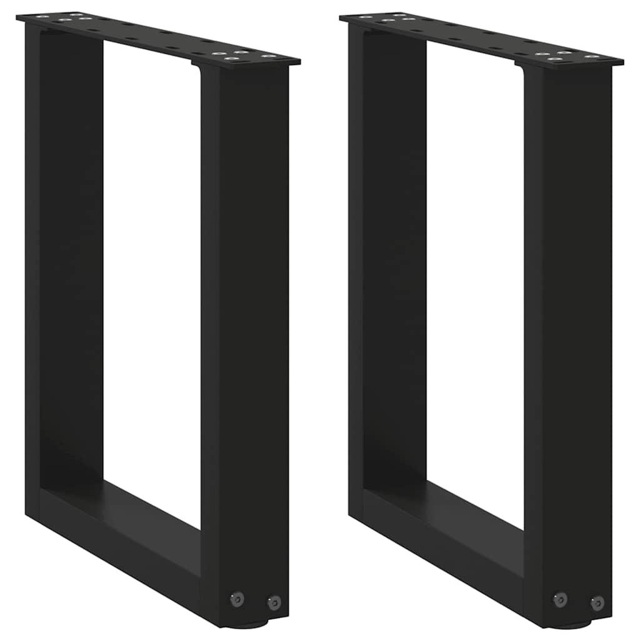 VIDAXL Pieds de table basse forme de U 2 pcs noir 28x(42-43) cm acier