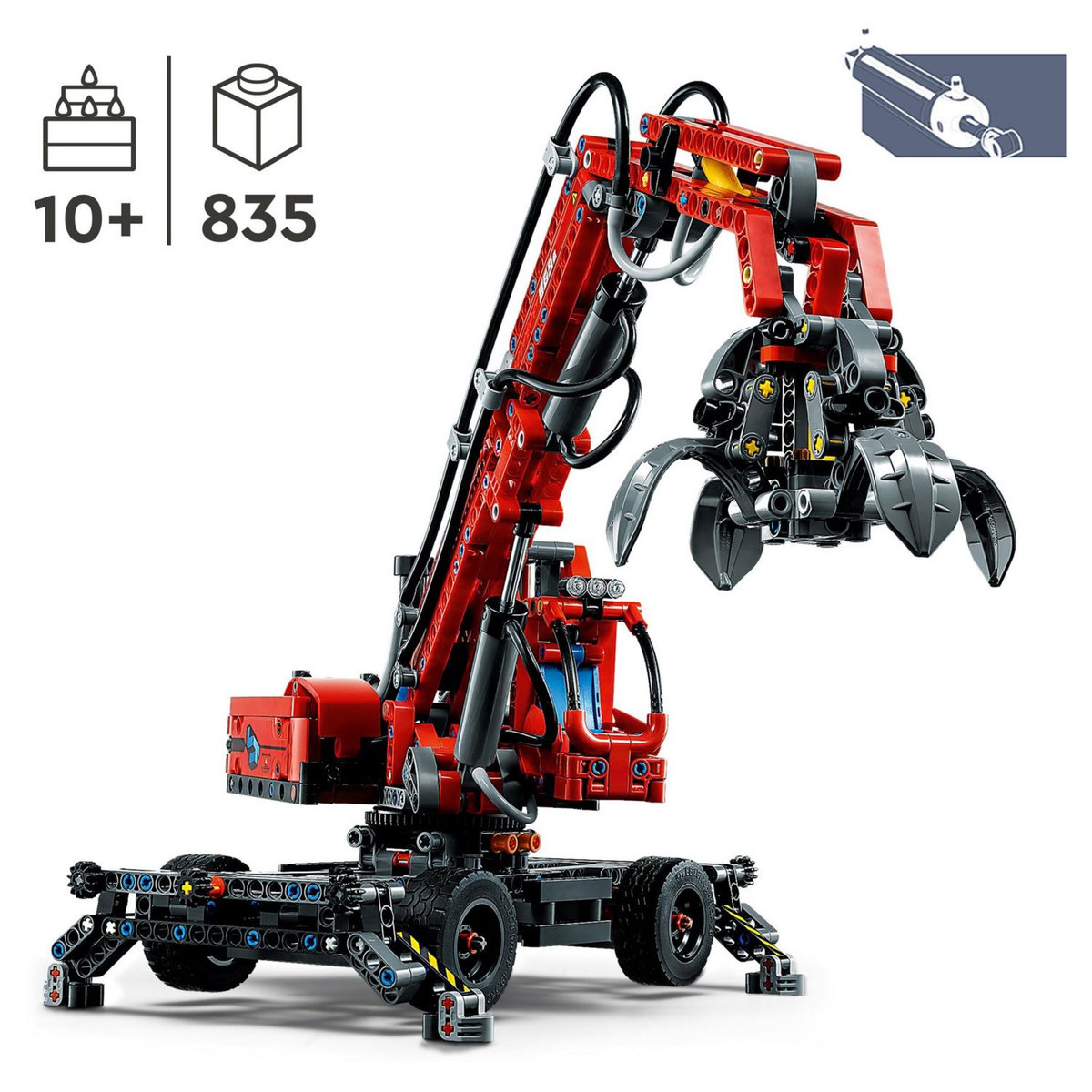 LEGO Technic 42144 La Grue de Manutention, Construction Éducative, Engin de Chantier Jouet