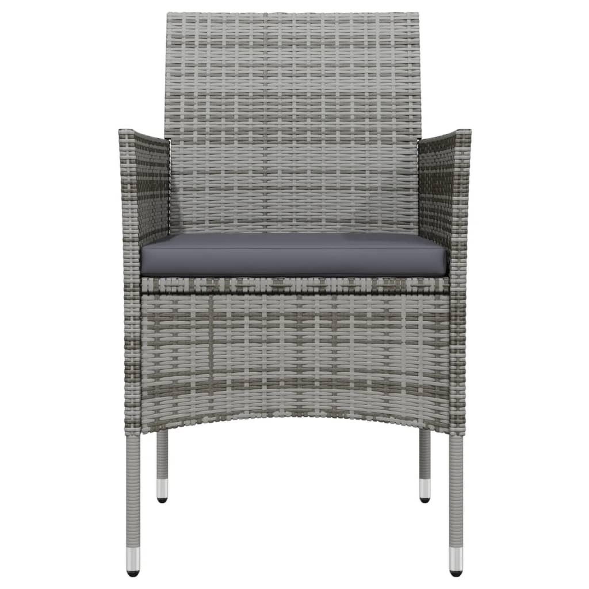 Voir la diapositive 4 : VIDAXL Ensemble a manger de jardin et coussins 3 pcs Gris et noir