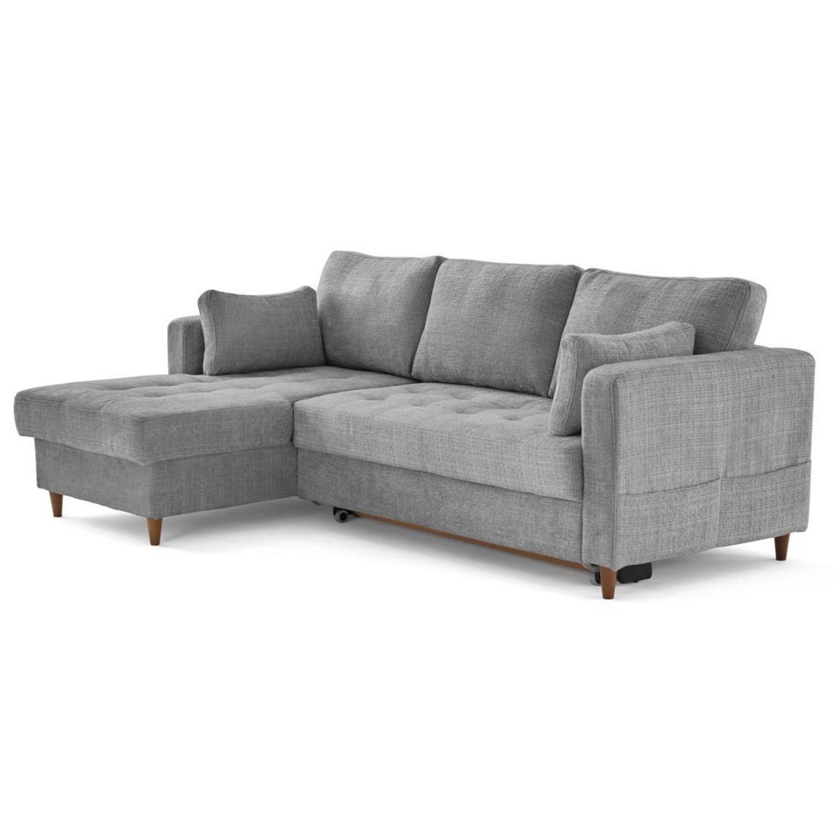 LISA DESIGN Anna - canapé d'angle gauche 4 places convertible avec coffre en velours texturé