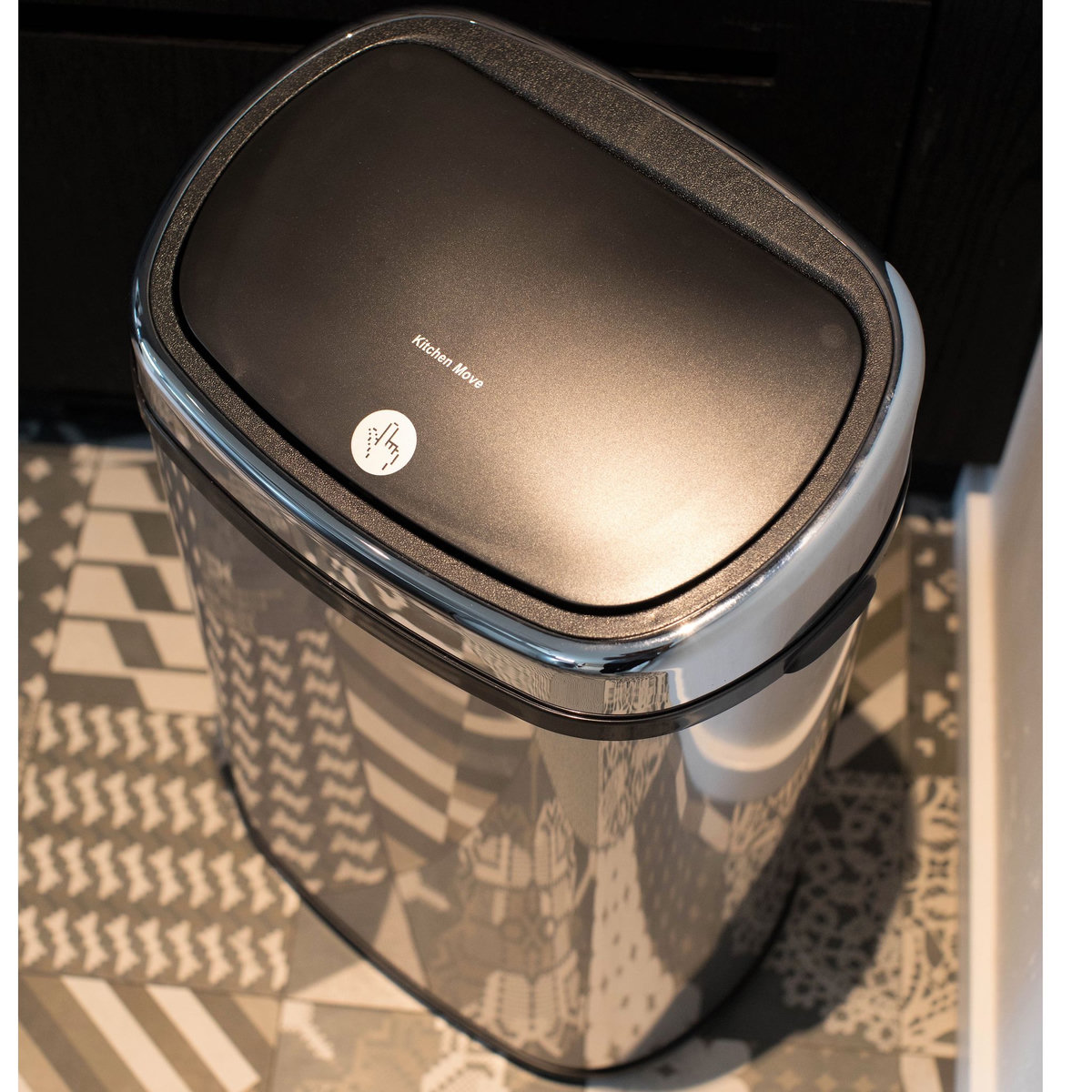 KITCHEN MOVE Poubelle One Touch Carrée 50L Chrome CITY