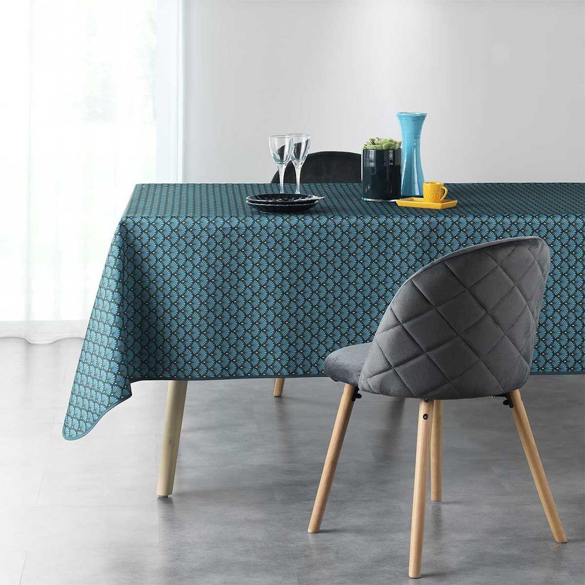 Paris Prix Nappe Imprimée  Art Chic  150x240cm Bleu