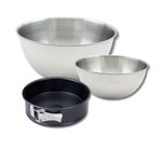 ZENKER Lot avec 1 Moule à manqué à charnière 20 cm, 1 spatule Zenker et 2 bols à mixer en inox Fackelmann