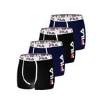 FILA Lot de 4 Boxers Coton homme FU5040 Uni. Coloris disponibles : Noir