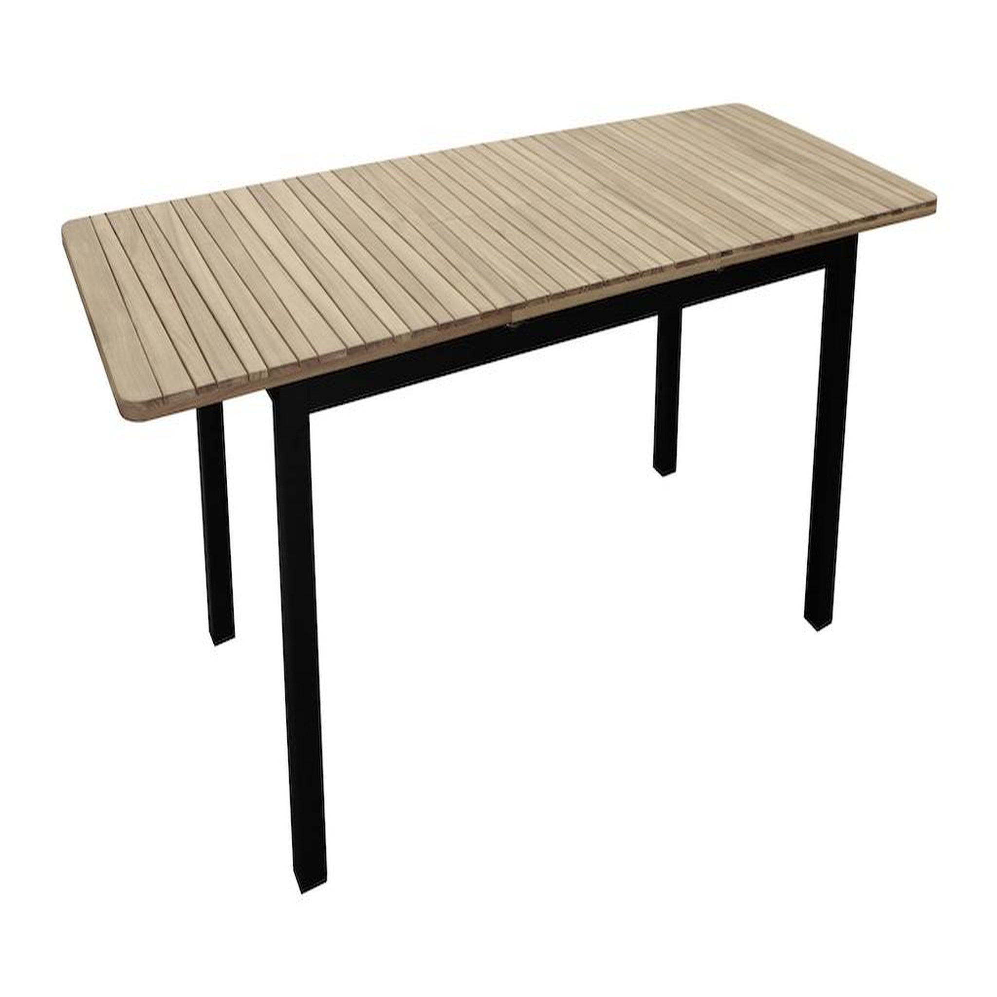 Proloisirs Table rectangulaire extensible - BALITO - Acacia FSC 100% - Allonge papillon - 160/220 x 90 cm - Aluminium graphite