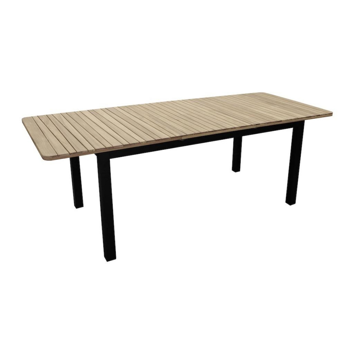 Proloisirs Table rectangulaire extensible - BALITO - Acacia FSC 100% - Allonge papillon - 160/220 x 90 cm - Aluminium graphite