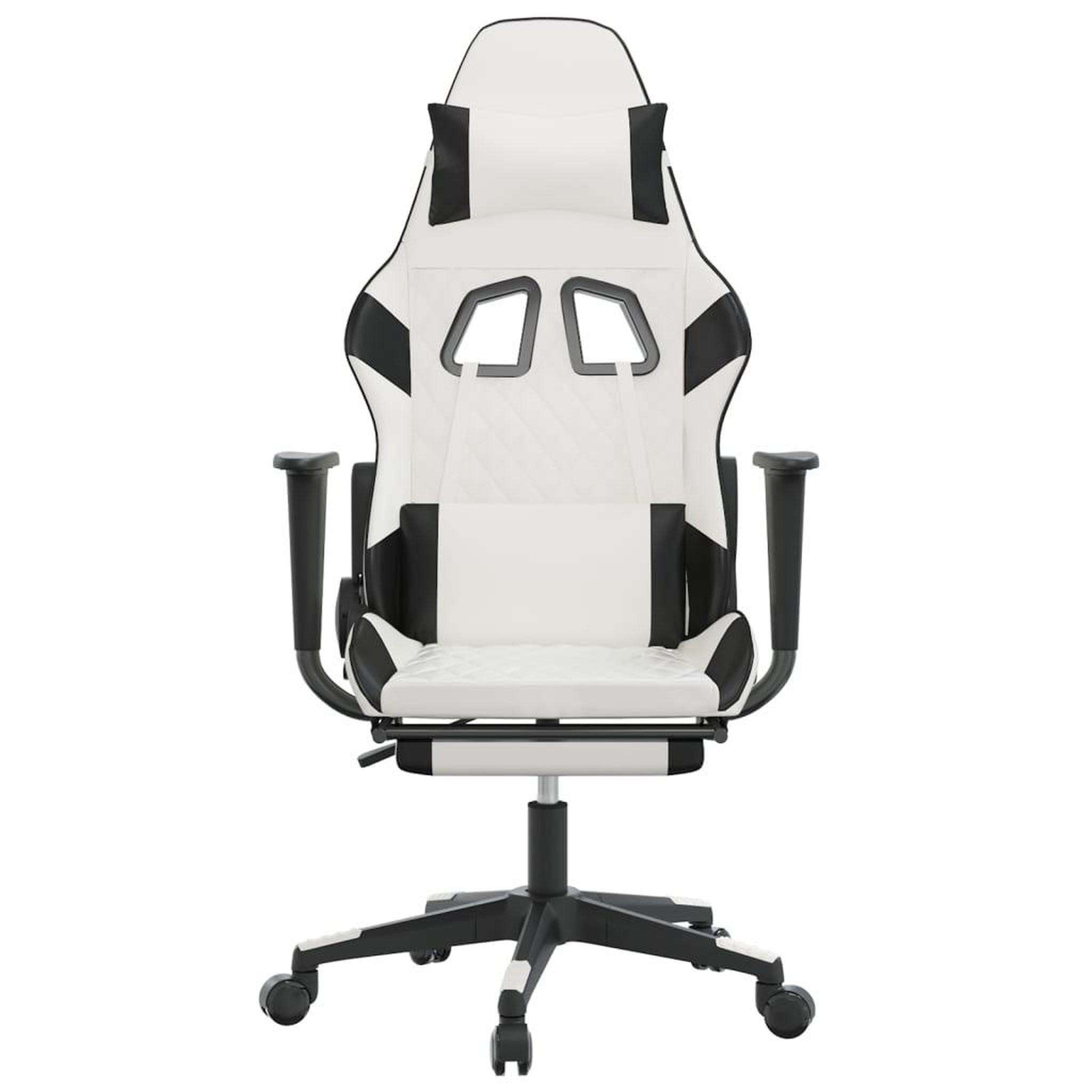 Voir la diapositive 4 : VIDAXL Chaise de jeu de massage avec repose-pied Blanc&Noir Similicuir