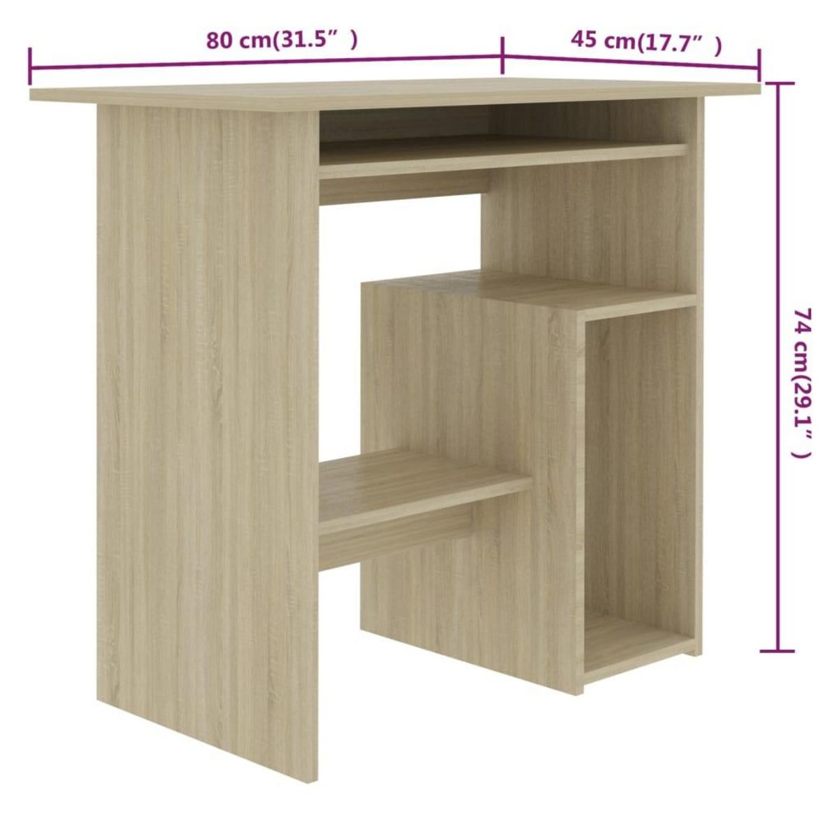 VIDAXL Bureau Chene sonoma 80x45x74 cm Bois d'ingenierie