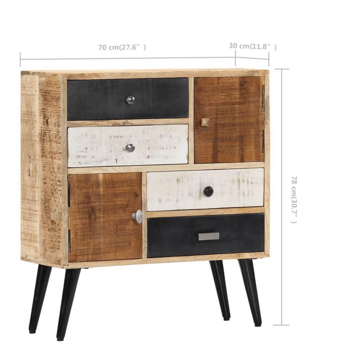 VIDAXL Buffet 70x30x78 cm Bois de manguier massif