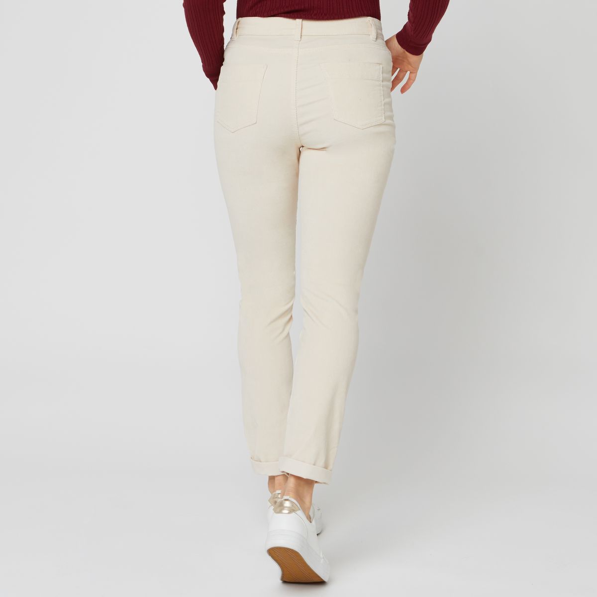 IN EXTENSO Pantalon velours classique beige femme