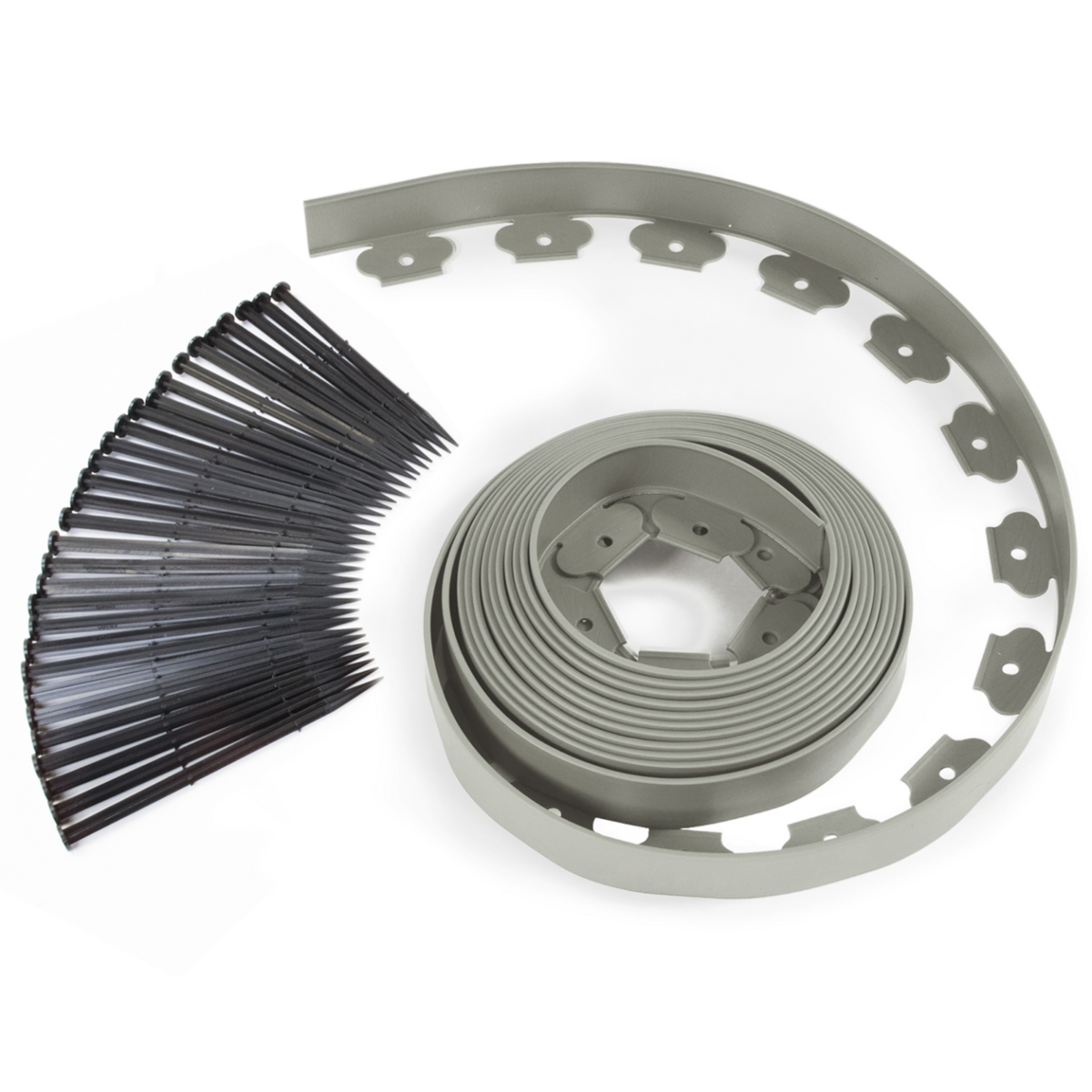 ID MARKET Bordurette de jardin flexible 10 M grise hauteur 5 CM + 30 piquets