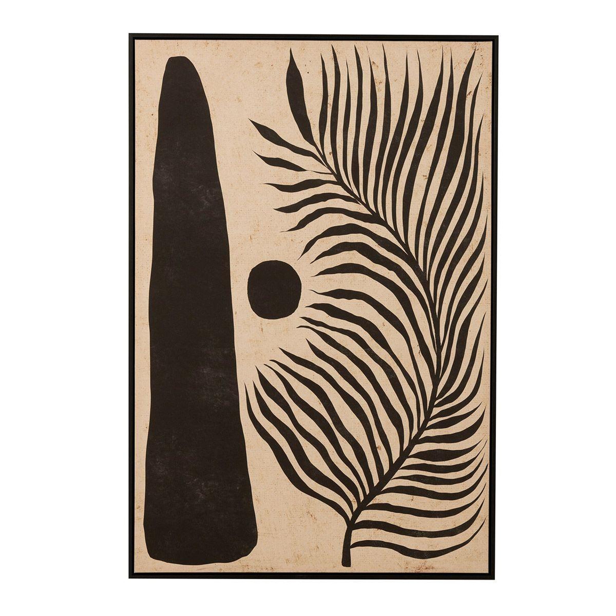 J-LINE Tableau déco abstrait  feuille  83x123cm marron